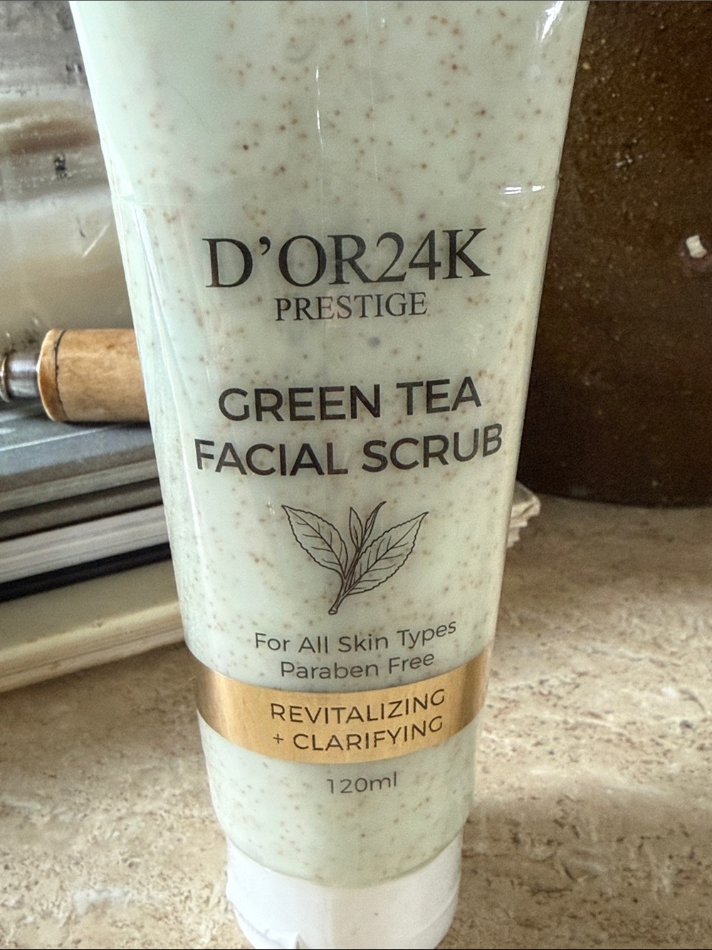 D'OR24K Green Tea Facial Scrub - Revitalizing All Skin Types clarifying New